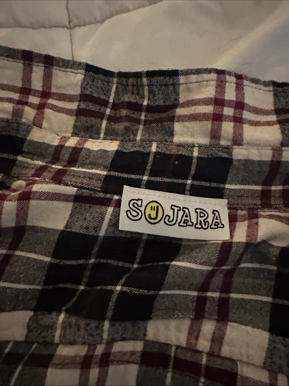 Sojara Women's Plaid Button-Down Shirt - Black, White & Burgundy